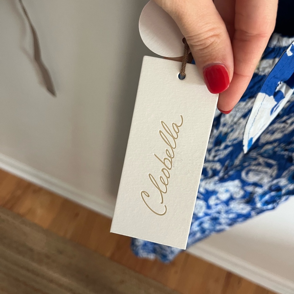 NWT Cleobella Zora Puff Sleeve Midi Dress in Azure Print Blue Size S - Picture 10 of 11